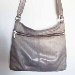 Hobo The Original Purse Crossbody Lorna Gray Bag Pockets Zipper Leather
